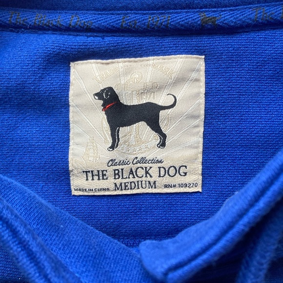 The Black Dog Mock Neck Royal Blue Pullover Heavy Sweatshirt Mens Medium Pockets - Picture 3 of 10